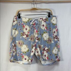 🍩Ezekiel Blue and Pink Board Shorts with Vintage Floral Design